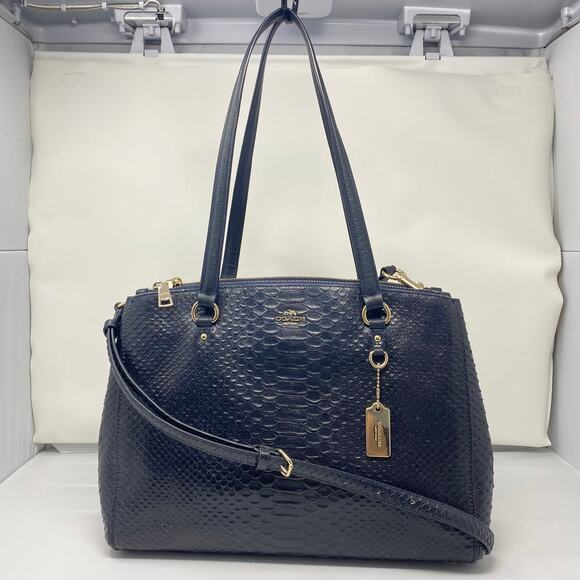 Coach Navy Blue Stanton Carryall in Stamped Snakeskin Leather Style 36879 - Picture 14 of 14